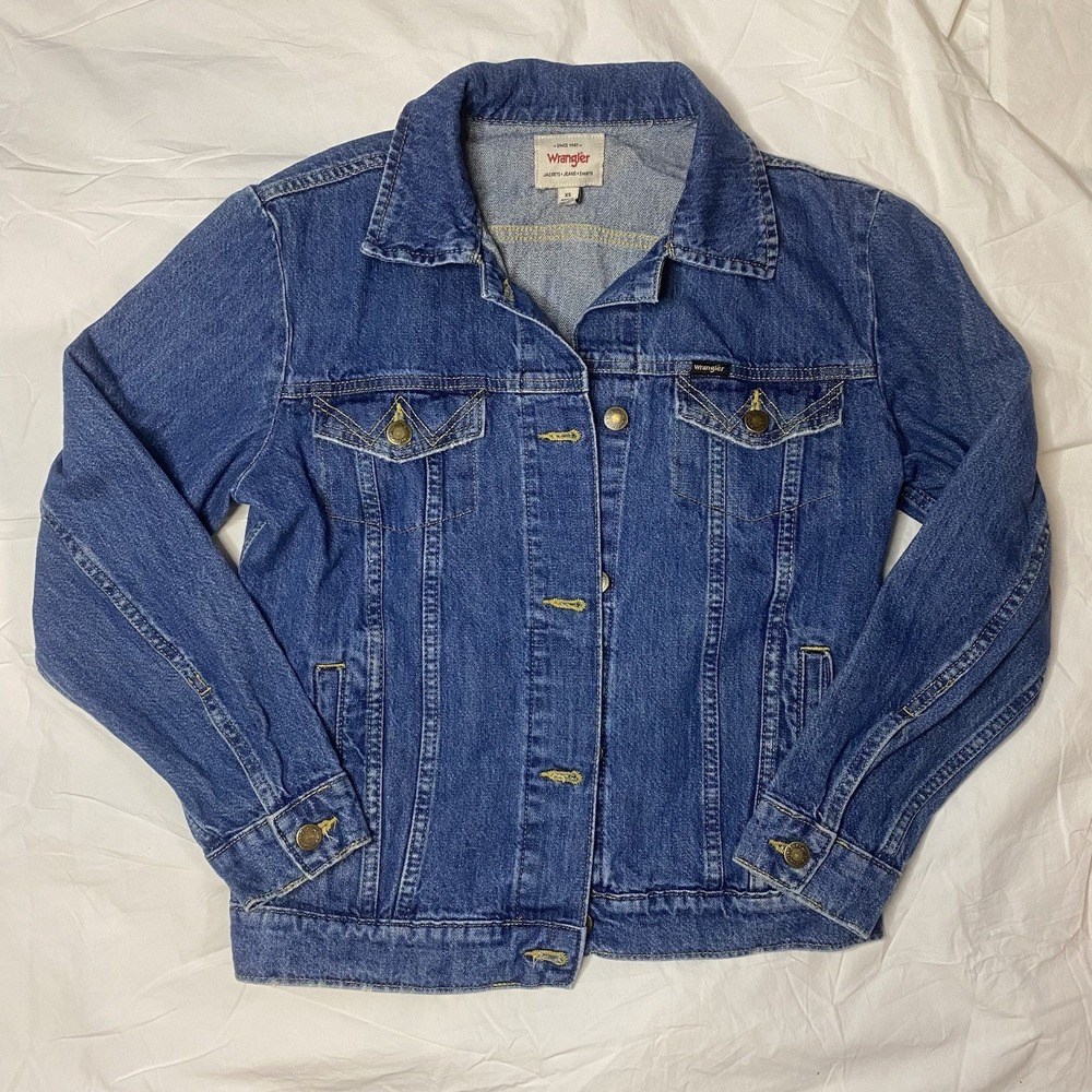 Wrangler Denim Jacket Women's XS Blue Jean Trucker Western Classic Vintage Style